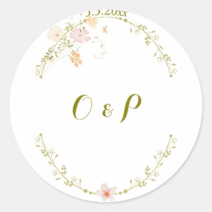Wedding Vintage Floral Ornament Classic Round Sticker