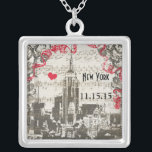 Wedding Vintage New York City Anniversary Necklace<br><div class="desc">Swirls Wedding Invitations -matching Programs, Menus, Seating Charts, Insert Cards and more Black Damask Borders Wedding Invitations, RSVP Response Cards and Menu - You Choose Paper Black Damask Borders Wedding Menu Black Damask Swirl Wedding Invitations -Save the Date - Response Cards - Insert Cards - Seating Charts - Wedding Menus...</div>