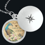 Wedding Vintage Peacock  Anniversary Necklace<br><div class="desc">Wedding Keepsake Wedding Party Necklaces - to change background colour - click customise - click edit - choose last tool in drop down menu and choose from one of the colours shown or enter your rgb hex code for your custom wedding colour- to change font colour select the text you...</div>