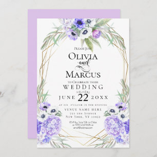 Wedding   Violet Anemone Flowers Invitation