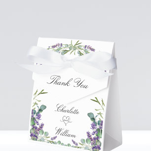 Wedding violet lavender eucalyptus thank you favour box