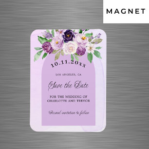 Wedding violet purple flowers arch script magnet