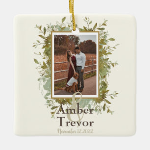 Wedding Vow Gift for Wife Eucalyptus  Ceramic Ornament