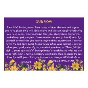 WEDDING VOW "I DO" IN PURPLE WITH FLOWERS MODERN PHOTO PRINT