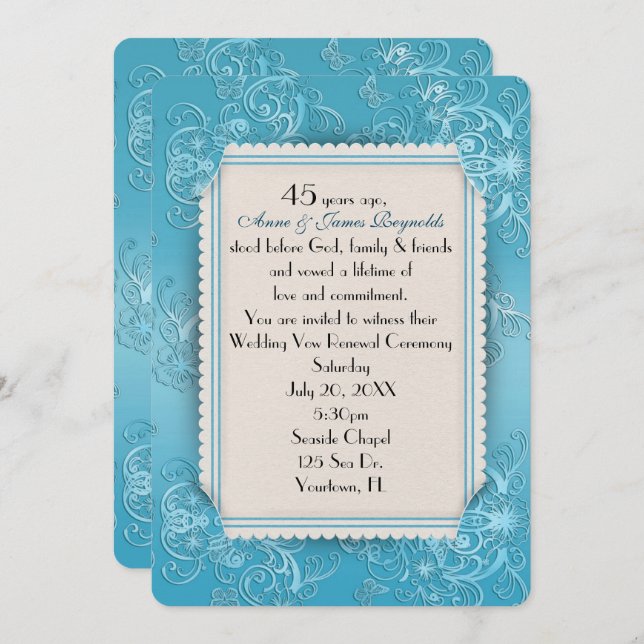 Wedding Vow Renewal 45th Anniversary   Invitation (Front/Back)