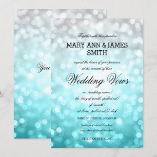 Wedding Vow Renewal Beach Ombre Glitter Lights Invitation