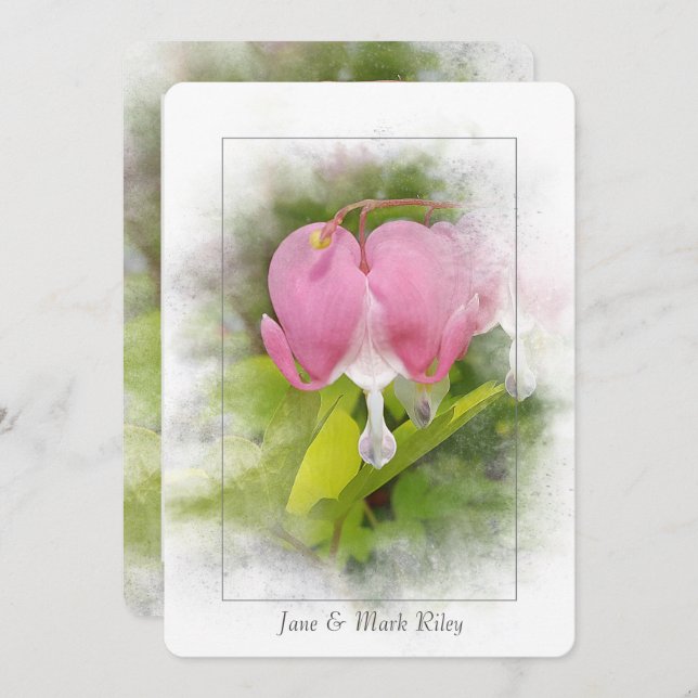 Wedding Vow Renewal-bleeding heart flower Invitation (Front/Back)