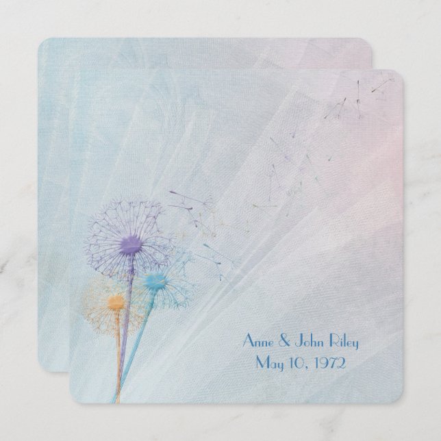 Wedding Vow Renewal Dandelion Bouquet Invitation (Front/Back)