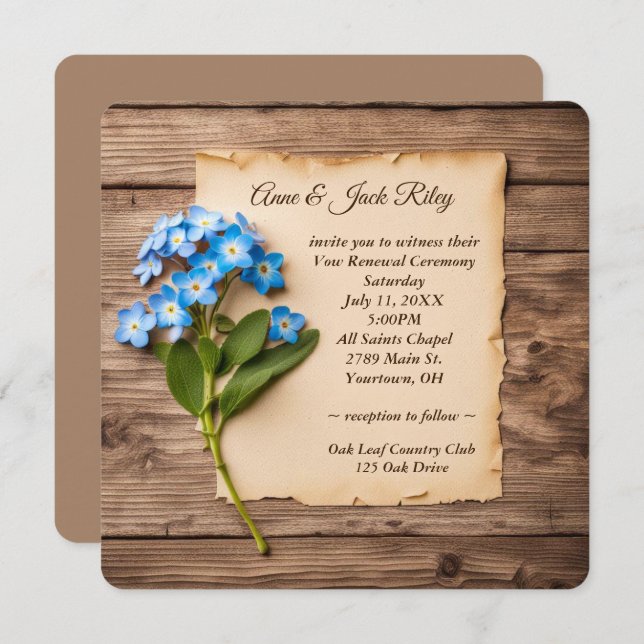 Wedding Vow Renewal Forget-Me-Nots Invitation (Front/Back)