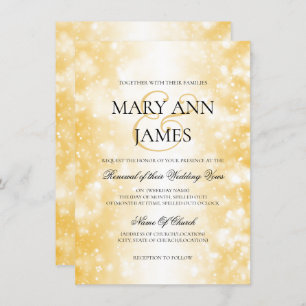 Wedding Vow Renewal Gold Shimmer Lights Invitation