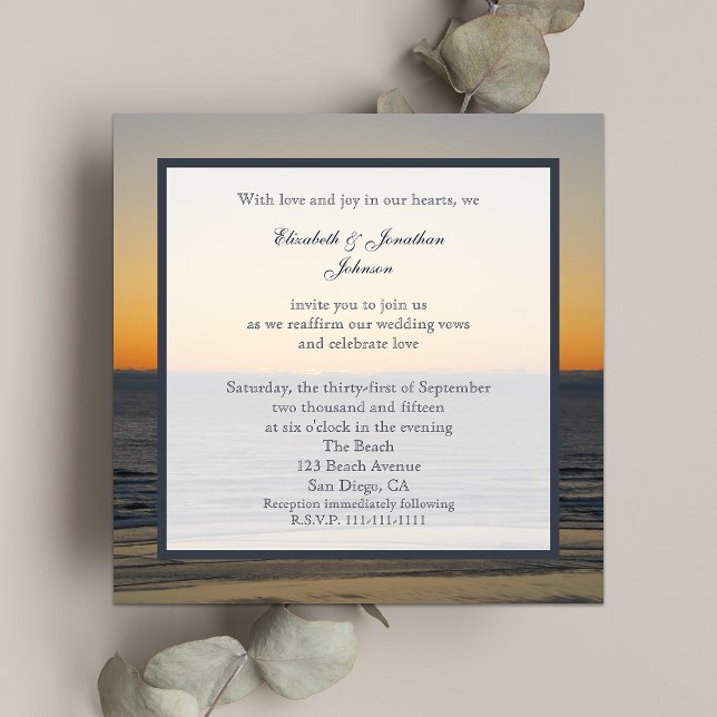 Wedding Vow Renewal Gorgeous Sunset on Water Invitation (Creator Uploaded)