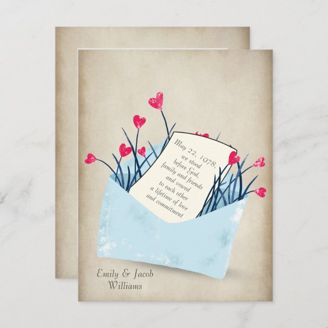 Wedding Vow Renewal heart flowers Invitation (Front/Back)