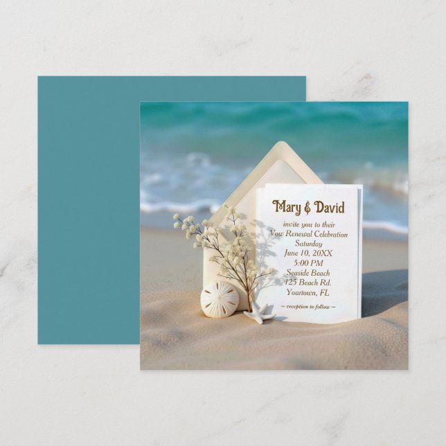 Wedding Vow Renewal In Beach Sand With Starfish Save The Date (Front/Back)