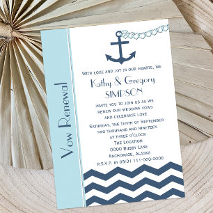 Wedding Vow Renewal Nautical Blue Invitation
