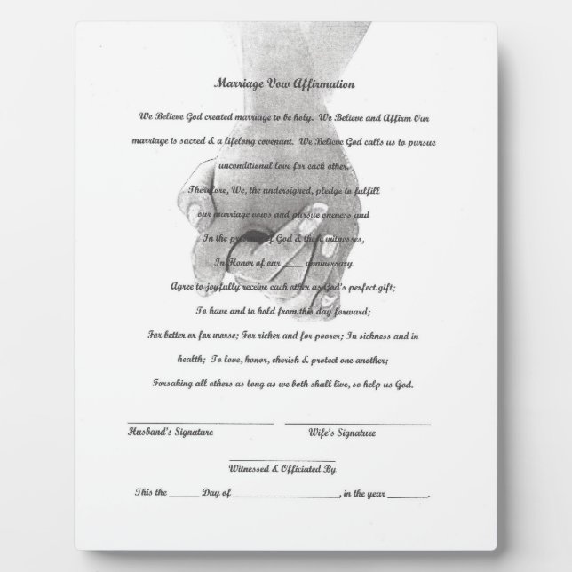 Wedding Vow Renewal Tabletop Plaque with Easel (Front)