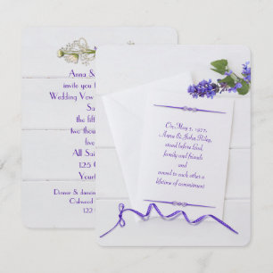 Wedding Vow Renewal-white stationery with ribbon Invitation