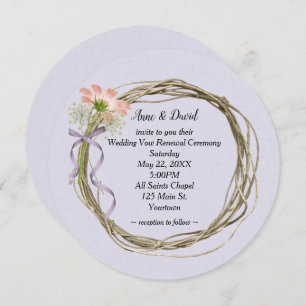 Wedding Vow Renewal Wreath On Lavender Invitation