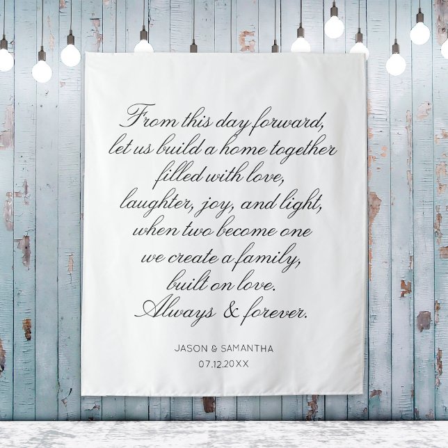 Wedding Vows Backdrop Personalised Calligraphy Tapestry (Wedding Vows Backdrop Personalized Calligraphy
)
