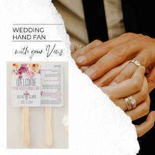 Wedding Vows   Blush Pink Floral Hand Fan