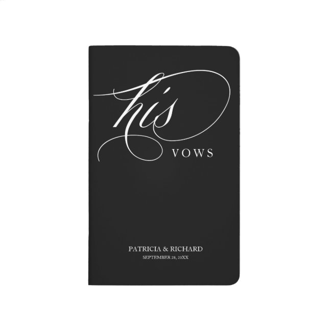 Wedding Vows Book - Elegant Black And White His (Front)