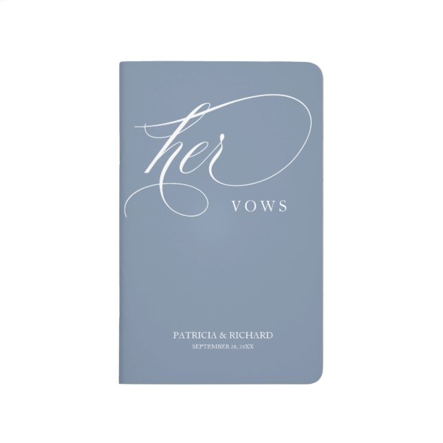 Wedding Vows Book - Elegant Dusty Blue Her Vows (Front)