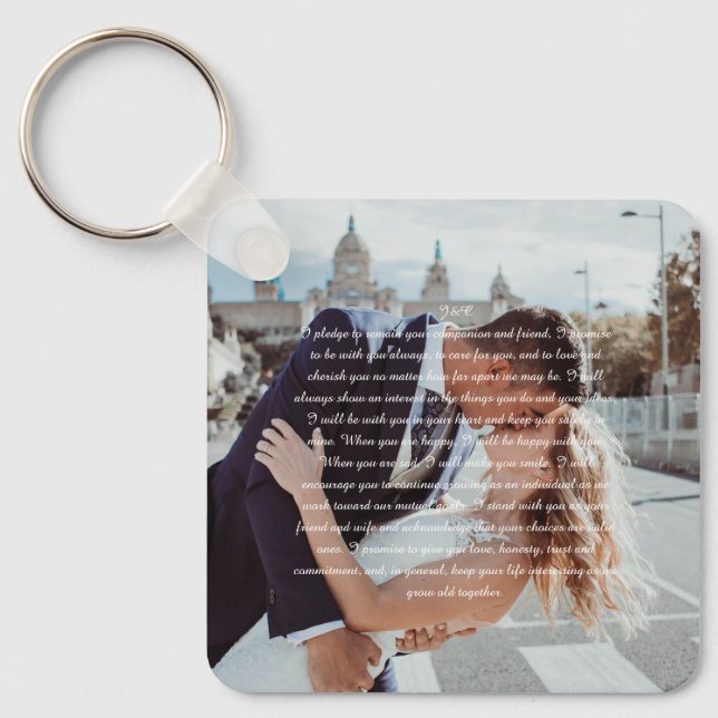 Wedding Vows Faux Wrapped Canvas Print Key Ring (Front)