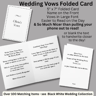 Wedding Vows Folded Card Black White