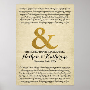 Wedding Vows Gold Ampersand Happily Ever After Poster