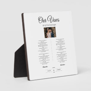 Wedding Vows Modern, Cute, Minimalist, Anniversary Plaque