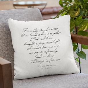 Wedding Vows Personalised Calligraphy Newlyweds Cushion