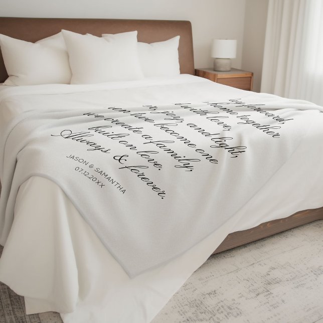 Wedding Vows Personalised Calligraphy Newlyweds Fleece Blanket (Wedding Vows Personalized Calligraphy Newlyweds Fleece Blanket
)
