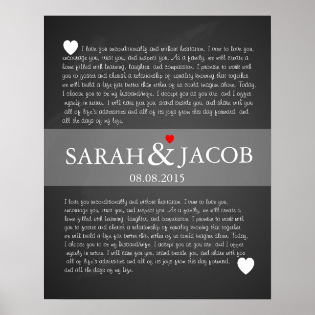 Wedding vows print anniversary gift (Front)