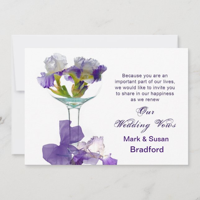 Wedding Vows Renewal  Invitations- Purple Iris Invitation (Front)