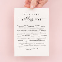 Wedding Vows Wed Libs Game Card