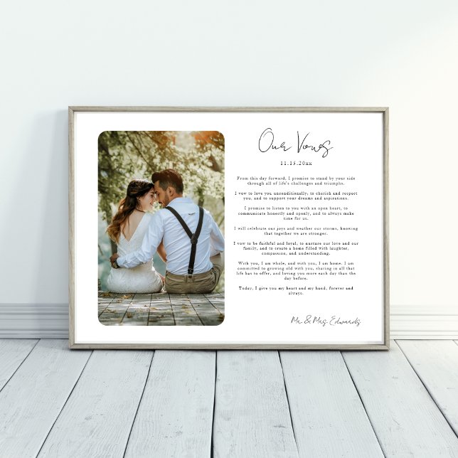 Wedding Vows with Photo Anniversary Gift Printable Poster (Creator Uploaded)