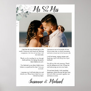 Wedding Vows with Photo, Wedding Vows Print Gift