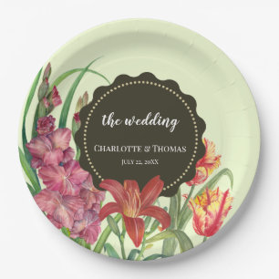 Wedding Warm Colour Floral Spring Blooms Painting Paper Plate