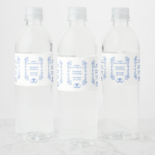 Wedding Water Bottle Label Blue Sapphire Bells