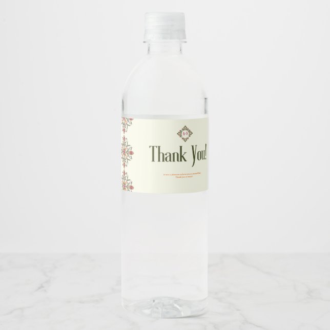 Wedding Water Bottle Labels  Elegant Personalised (Front)