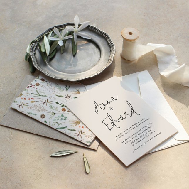  Wedding watercolor botanical floral cream Invitation (Creator Uploaded)