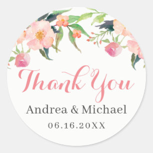 Wedding Watercolor Botanical Garden Floral Classic Round Sticker