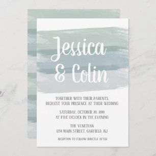 Wedding Watercolor Brush Stroke Invitation