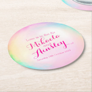 Wedding watercolor bubble paper coasters