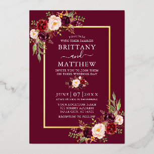 Wedding Watercolor Burgundy Floral Gold