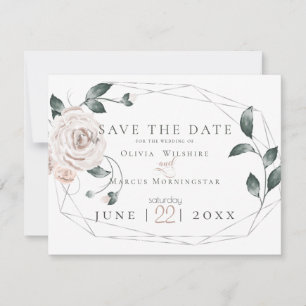 WEDDING Watercolor Dusty Rose Blush Pink Silver Save The Date