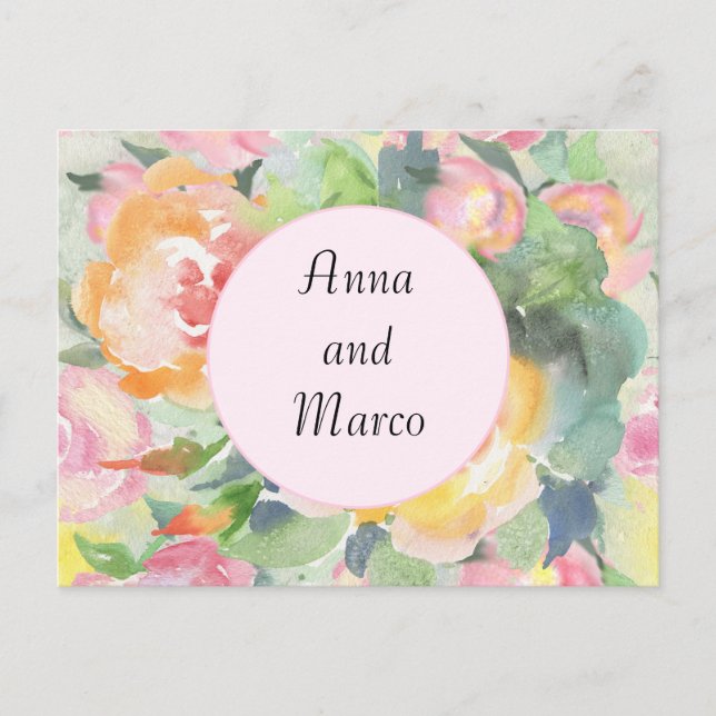Wedding  watercolor floral card  (Front)
