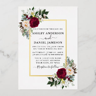 Wedding Watercolor Floral Greenery Gold