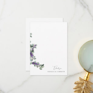 Wedding Watercolor Lavender Foliage Custom Thank You Card