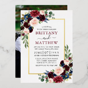 Wedding Watercolor Mixed Floral Photo Gold