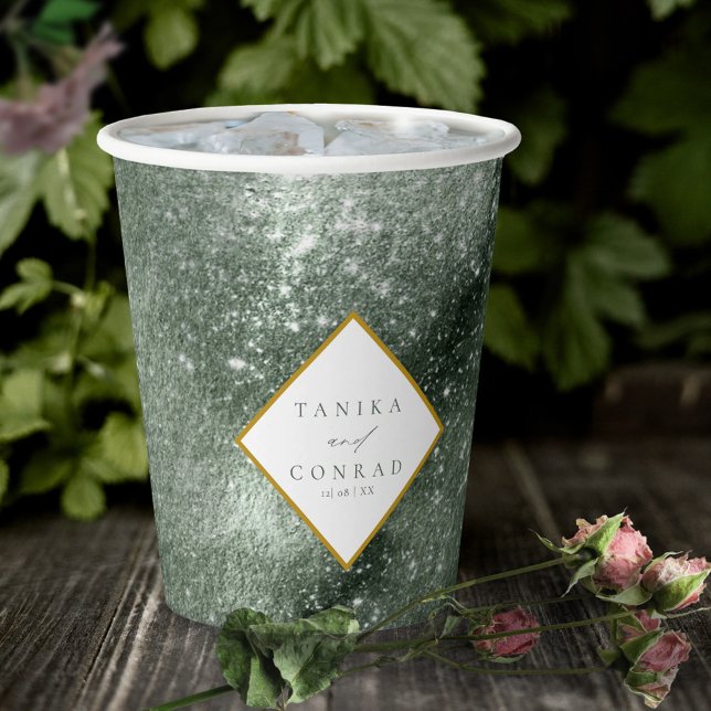 Wedding Watercolor Names Sage ID954 Paper Cups (Creator Uploaded)